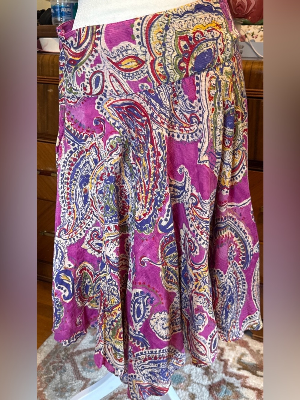 VINTAGE RALPH LAUREN "LAUREN" GYPSY STYLE COTTON SKIRT PURPLE PAISLEY S